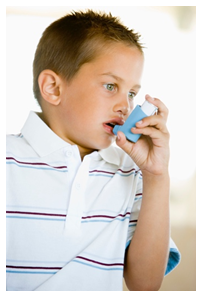 child with inhaler