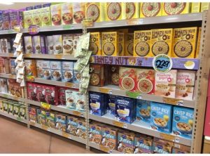 isle of cereals at supermarket